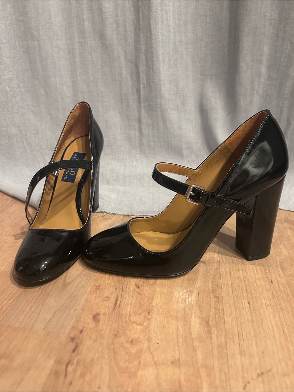 Polo by Ralph Lauren Black Patent Cross-Strap Pumps